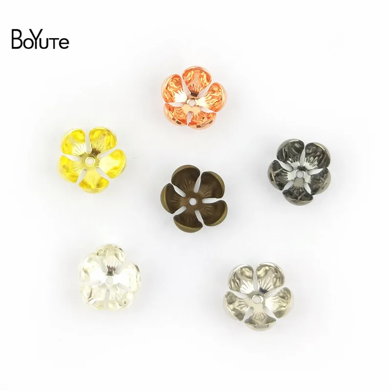 BoYuTe 100 Pcs 7 Colros 125MM Flower Bead Caps Wholesale Filigree Brass Material DIY Jewelry Findings (3)