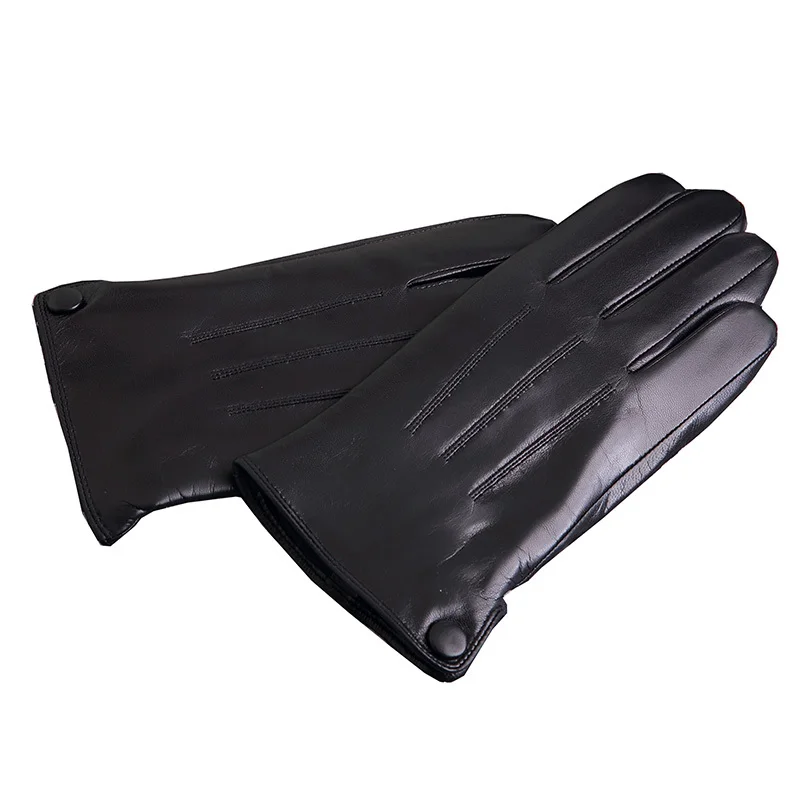 2015 Special Offer Thermal Winter Men's High Quality Black Outdoor Driving Fashion Genuine Goatskin Leather Gloves Free Shipping