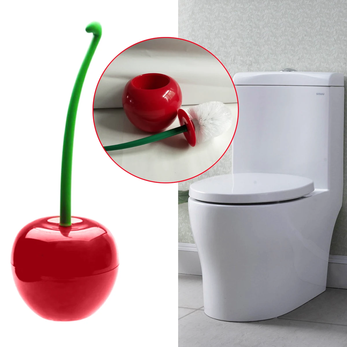 Творческий Прекрасный Cherry форма Туалет Ванная комната Держатели кистей для унитаза Чистящая Щетка для туалета ванная поставка инструмент