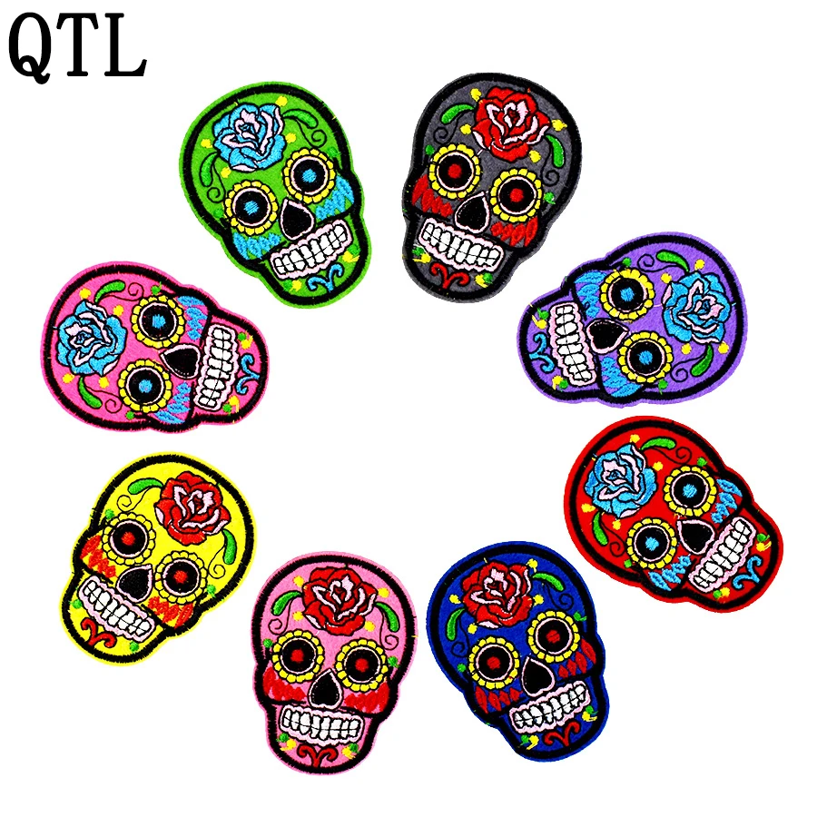 1pcs Funny skull series patches for clothing iron embroidered patch