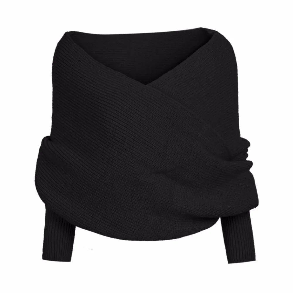 Women Fashion Sexy Off Shoulder Cross Twist Knit Sweater Loose Batwing Long Sleeve Jumper Knitted Pullover Tops MT2097 | Женская одежда