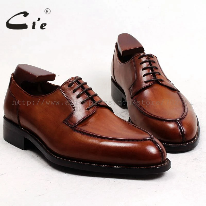 Мужские туфли Дерби на шнуровке из натуральной телячьей кожи|shoes brown|shoes free shippingshoe