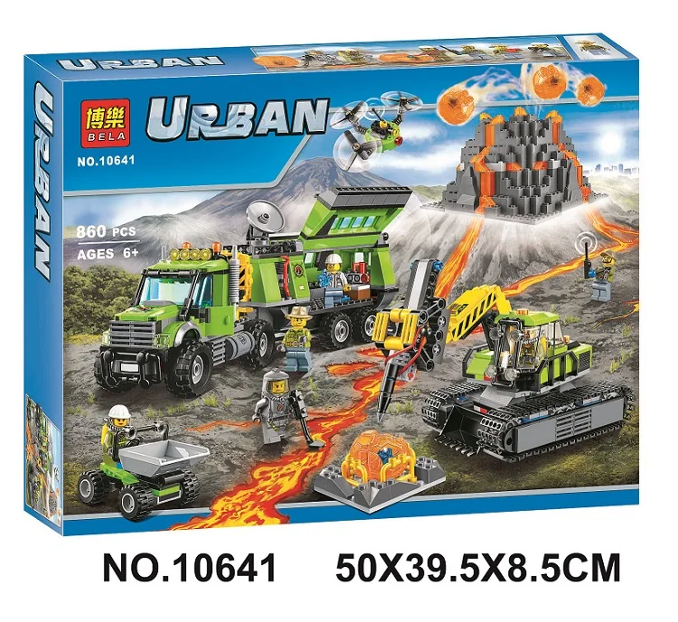 

Bela 10641 City Volcano Exploration Base Building Blocks Construction Toy 60124 City Figures Model Bricks Toys Gift
