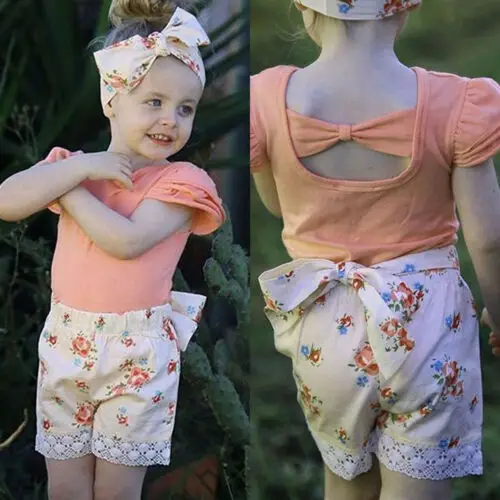 

Summer Fashion Cute Toddler Kid Baby Girl T-Shirt Tops+Shorts Pants Outfits Clothes Set 3PCS