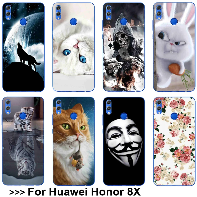 Various Patterned Case For Huawei Honor 8X Soft TPU 8 X 6.5" Phone Back Cover Honor8X |