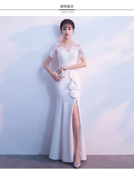 

Party Evening Cheongsam Dress Oriental Chinese Style Woman Elegant O-Neck Qipao Sexy Wedding Prom Long Robe Retro Vestido XS-XXL