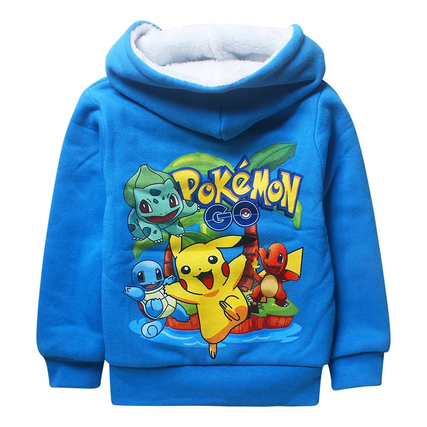 Новинка года; одежда с хлопковой подкладкой для детей; утепленный кашемировый свитер с принтом «pokemon go»; одежда для детей с рисунком Пикачу