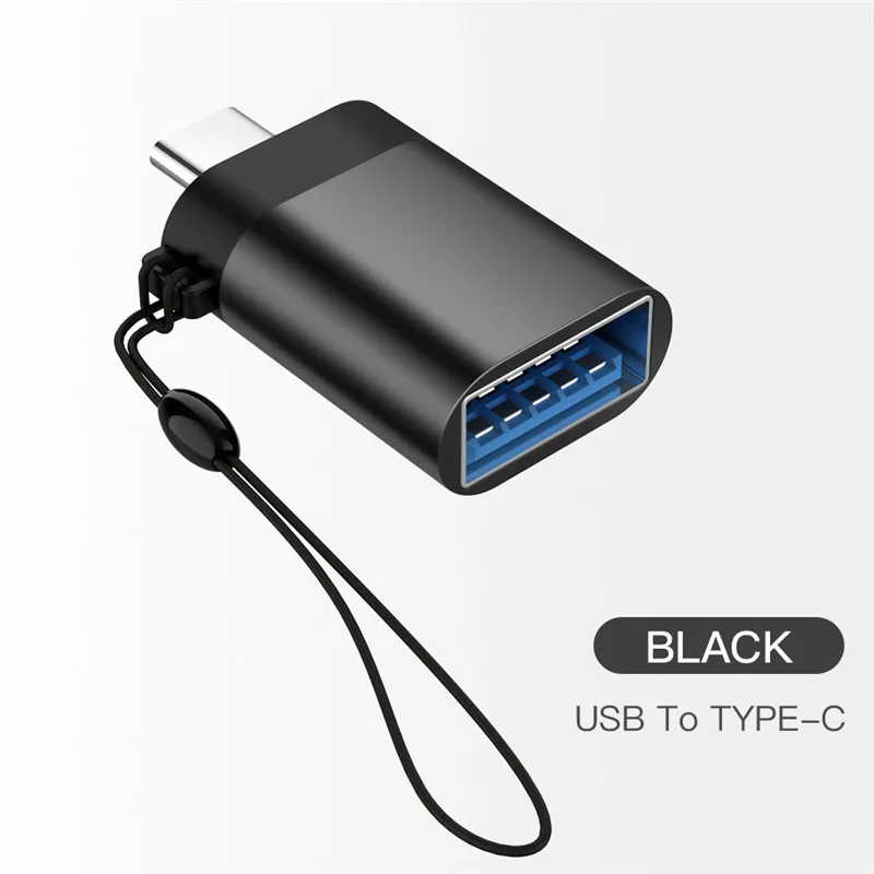 Адаптер USB type c otg, быстрый конвертер type C на usb 3,0, кабель usb-c type-c для зарядки и синхронизации данных для samsung, huawei, xiaomi, macbook - Цвет: black with string