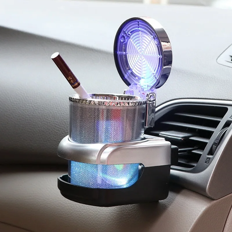 Car Ashtray LED Light Cigarette Cigar Ash Tray Cup Container Smoke Ash Cylinder Holder Vehicle