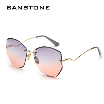 

BANSTONE Vintage Rimless Sunglasses Women Fashion Gradient Shades Oculos De Sol UV400