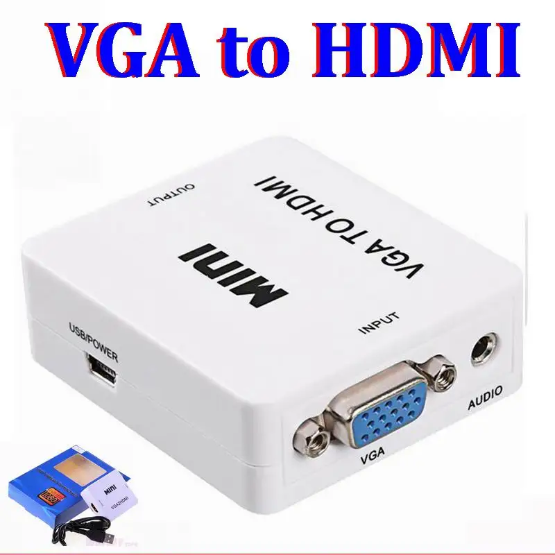 Мини HDMI к VGA конвертер HDMI с аудио HDMI2VGA VGA2HDMI 1080 P разъем адаптера коробка для портативных ПК к HDTV проектору