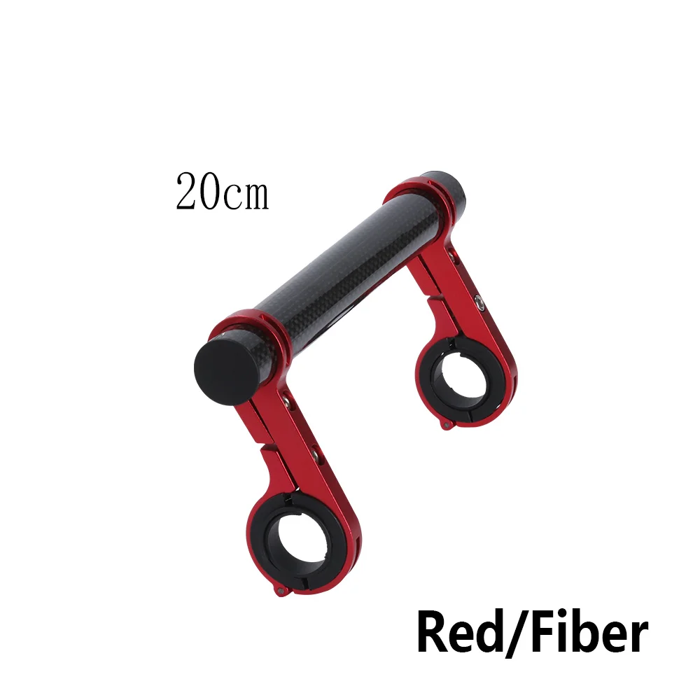 20 см велосипедный руль Расширенный Кронштейн черный/синий/красный фара крепление бар держатель лампы сплав углеродного волокна поддержка расширитель - Цвет: red fiber 20cm