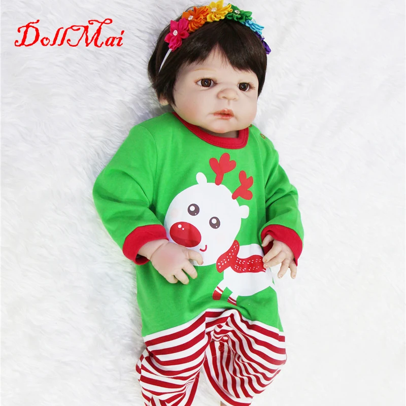 

22" Lifelike Reborn Baby Doll Full Silicone reborn dolls for girl birthday gift bebe alive reborn bonecas