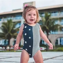 Летний детский купальный костюм для девочек; одежда для купания без рукавов в полоску и со звездами для маленьких девочек; пляжный семейный комбинезон; bebek mayo A1