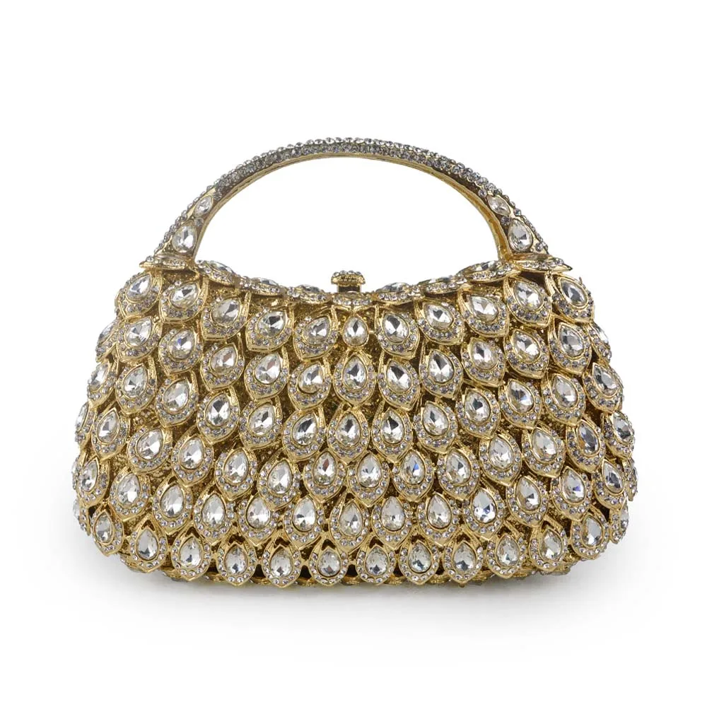2016 Unique Luxury Metal Handle Evening font b Clutch b font Bag Women Diamond Handbag Rhinestones