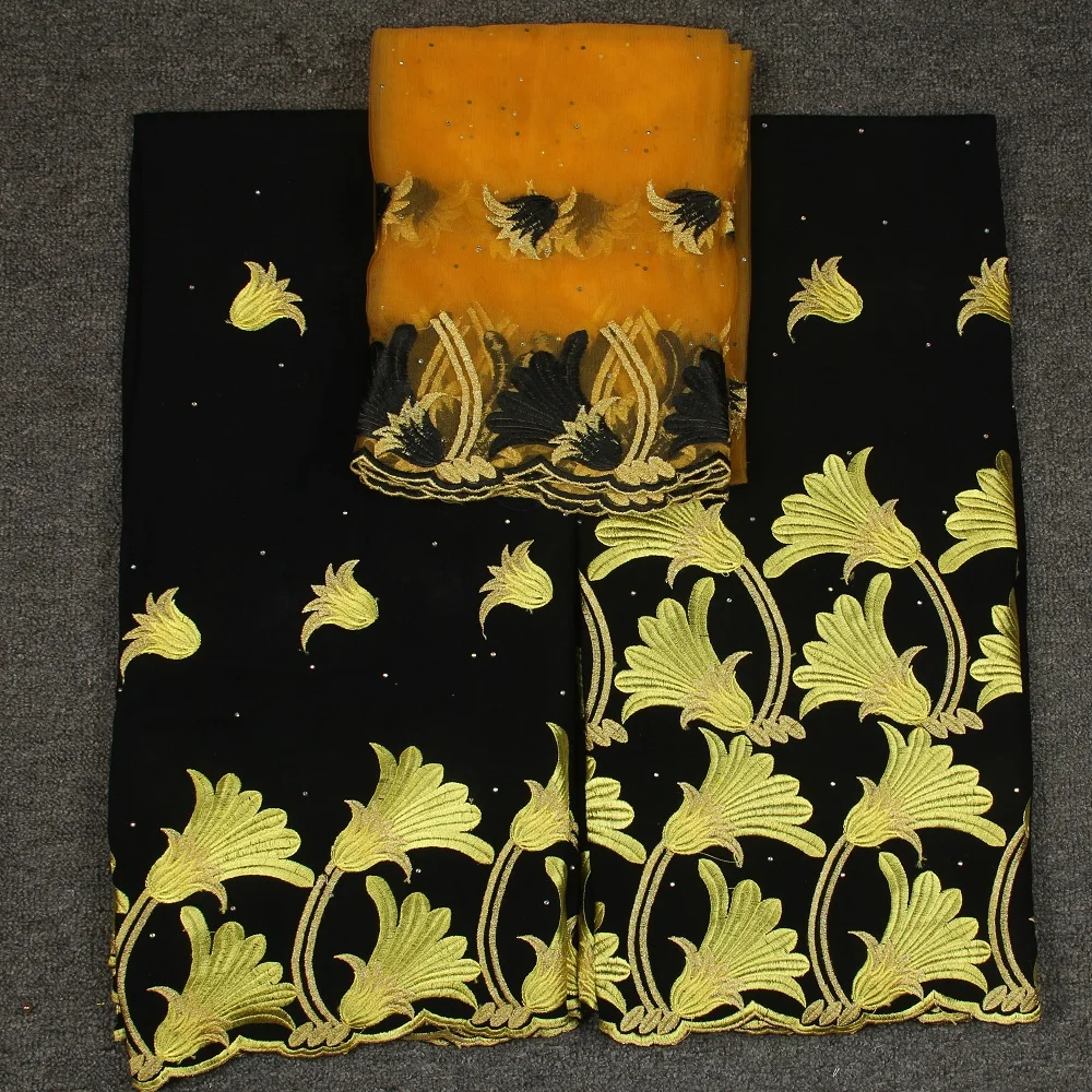 Tissu africain brode coton швейцарское кружево хлопок ткань цветы вышивка с камнями 5 + 2yds