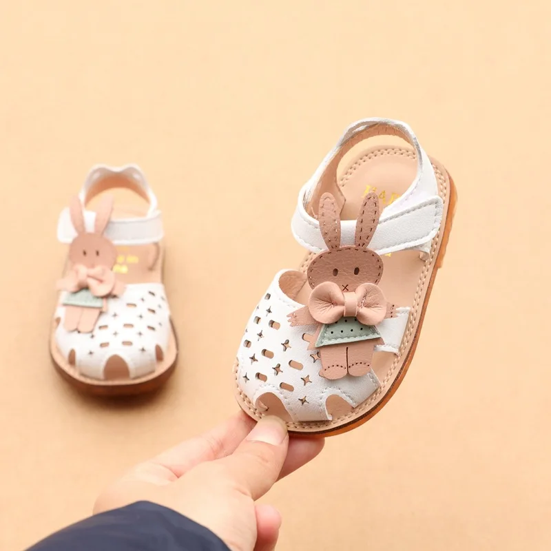 

2019 Summer Cute Rabbit Baby Girls Sandals PU Leather Hollow Princess Shoes Infant Toddler Summer Shoes