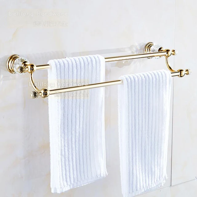 Bathroom Double Towel Bars Copper Used Crystal Gold Color Rack Bathroom Double Towel Bars Copper Used Crystal Gold Color Rack Accessories Can Be Customized