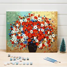 Графические рисунки по номерам Цветок Ручная Краска ed лен холст картины маслом DIY Декор стен краска акриловый цвет для гостиной наборы