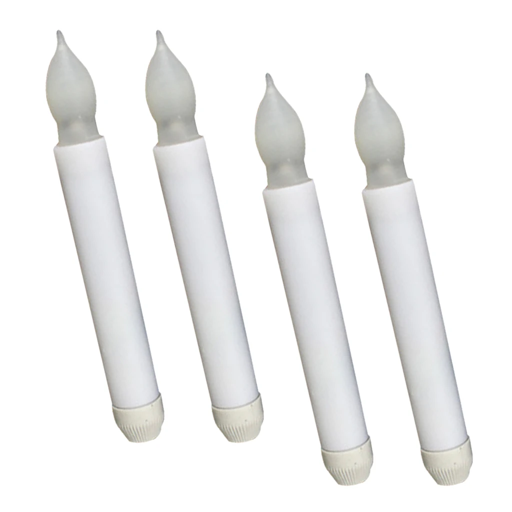 4x Battery Long LED Taper Candle for Church Home Christmas Wedding Party Decor 165mm