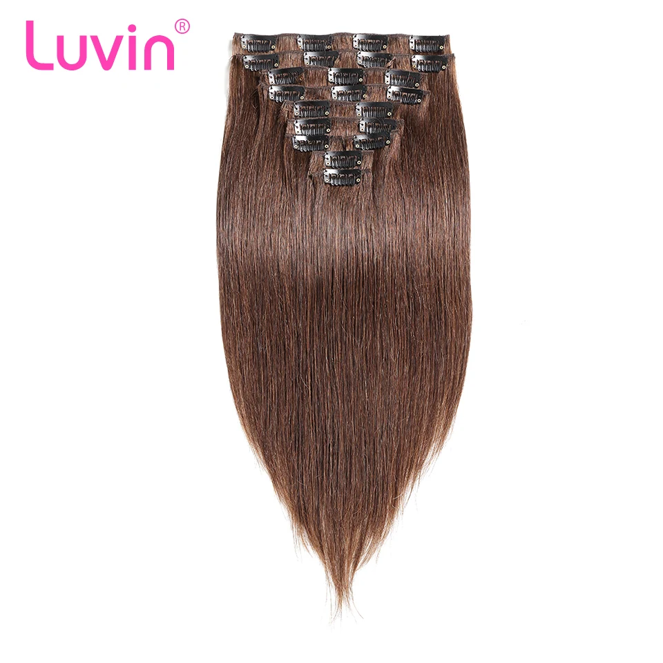 

Luvin Clip In Human Hair Extensions 10 Pieces/Set 100% Brazilian Remy Hair Full Head Set 140G Color #1 #2 #4 #613 Shipping Free