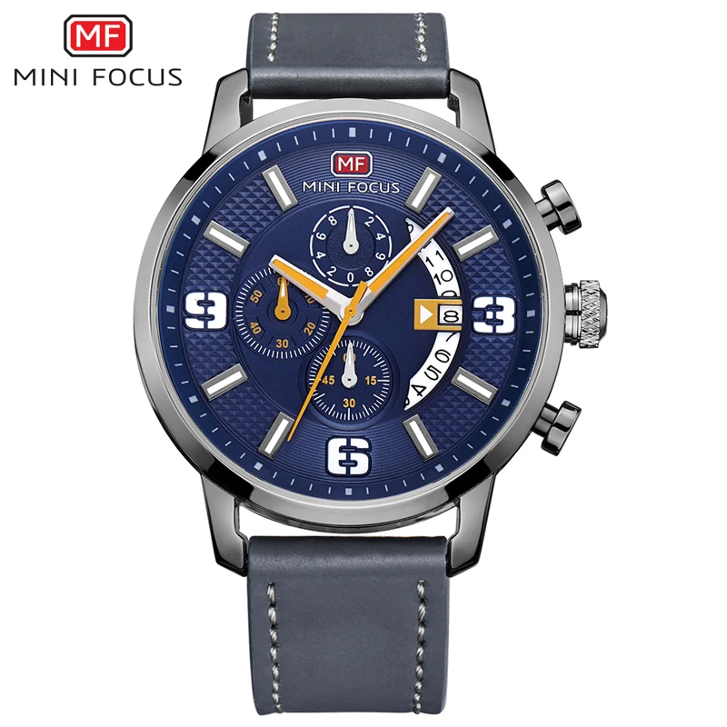 

MINIFOCUS Luxury Sport Men Watch Original Relogio Masculino Date Leather Casual Watch Men Quartz Military Wristwatch Male Clock