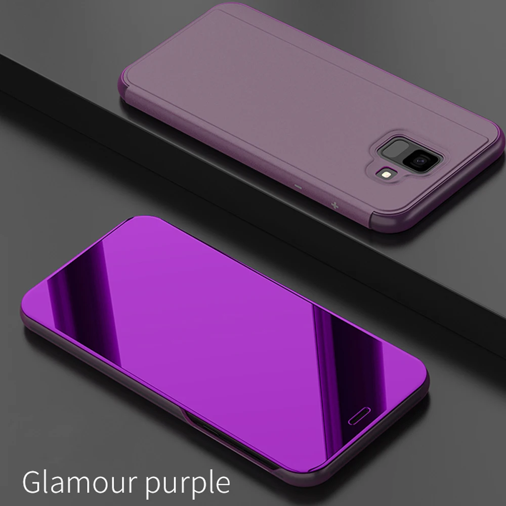 Oro rosa Samsung Galaxy A6 Plus 2018 espejo Funda de espejo Flip Case Espejo Reflexión Brillante Ultra fino duro Anti-Scratch de para Samsung Galaxy A6 Plus 2018