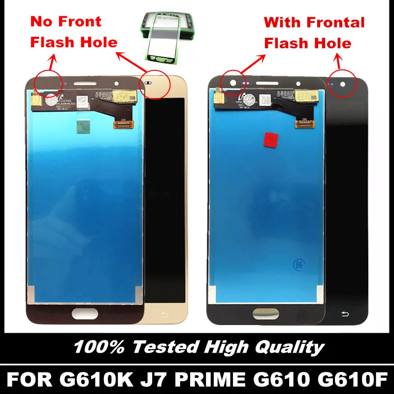 

Tested Display For Samsung Galaxy J7 Prime G610 G610F On7 2016 G6100 LCD TouchScreen Digitizer Assembly Front Frontal Flash Hole