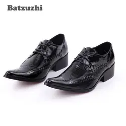Batzuzhi/2018 роскошные новые кожаные туфли, мужская обувь, увеличивающая рост, мужская обувь, деловая обувь для вечеринки и свадьбы, zapatos hombre