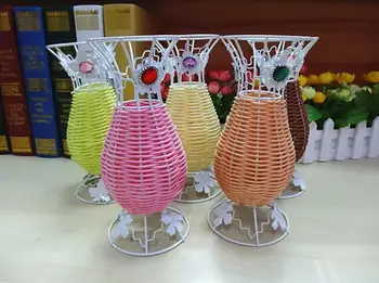 

5pcs Rhinestone Beads Mixed Rattan Wire Flower Basket Vase Vases Storage For Wedding Party Homes Garden Office Decoration