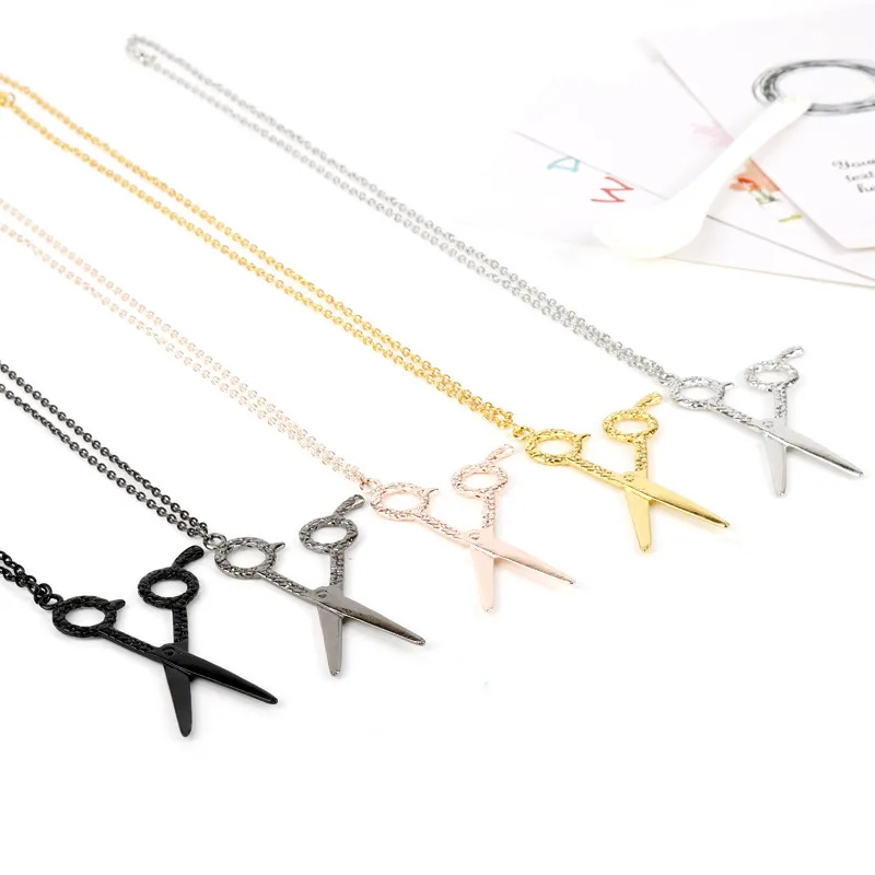 

2018 Hairdresser Tools Scissors Pendant Necklace Barber Shop Jewelry Charms Necklace for Women Men