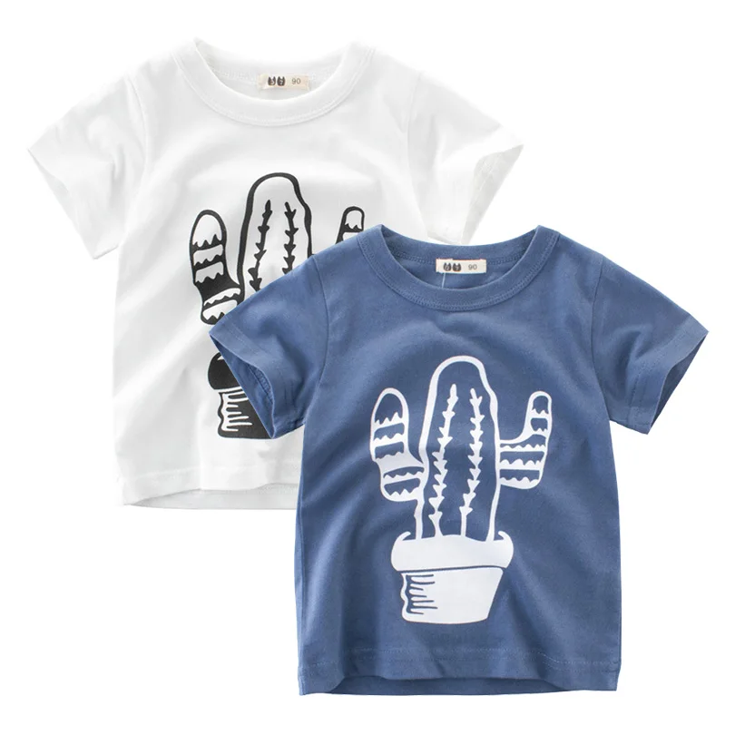 

2019 New Boys T-Shirt Kids Basic T Shirts Cartoon Cactus Top Tees Children Sport Clothing Baby Boy Design Shirts for 2-8 Years