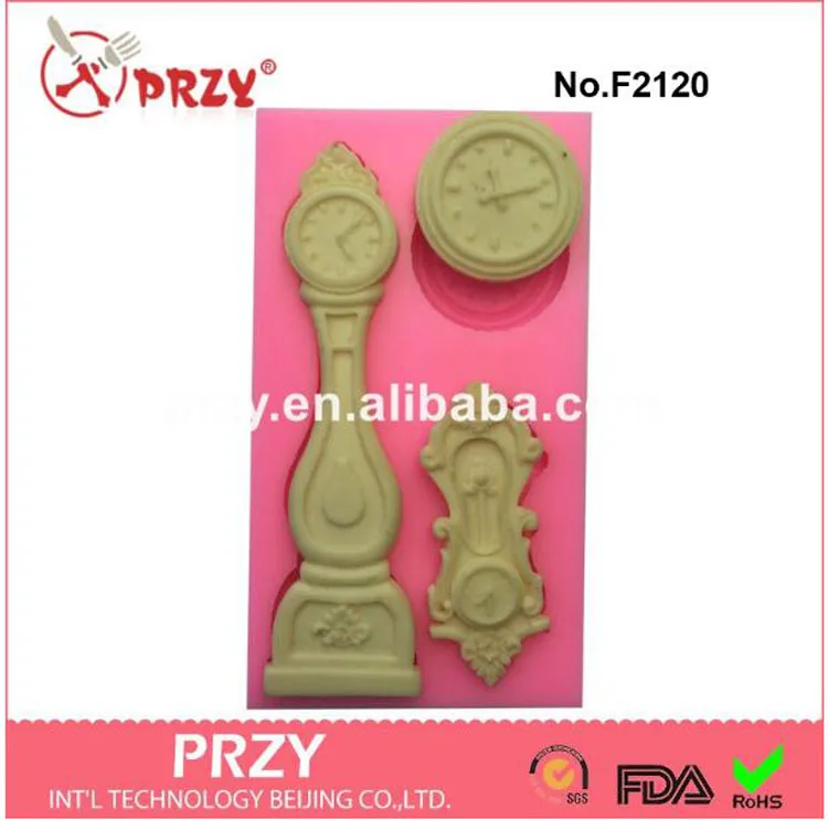 

3 holes food-grade clock mold Clock mold for fondant silicone clock fondant mold for cake decoration