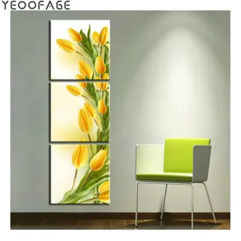

5D full drill diamond painting cross stitch yellow tulip handmade diamond embroidery flowers 5d diy pictures of rhinestones