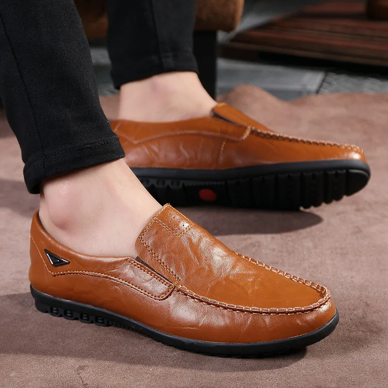 

Genuine Leather Men Casual Shoes Loafers Flats Sneaker Mans Footwear Zapatos Hombre Slip On Summer Driving Soft Male Shoe AET612