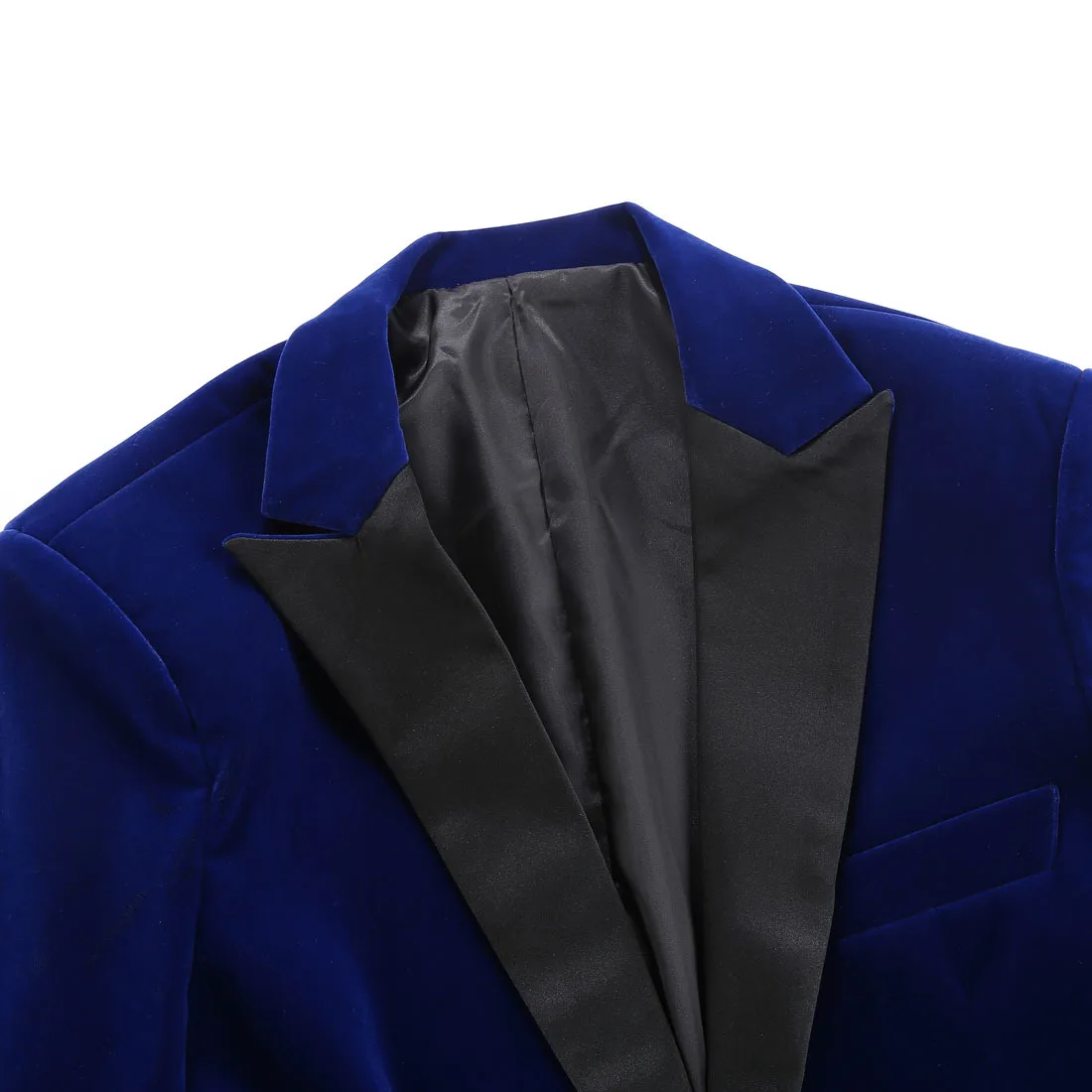 Men's Alluring Formal Velvet Blazer Blue Details