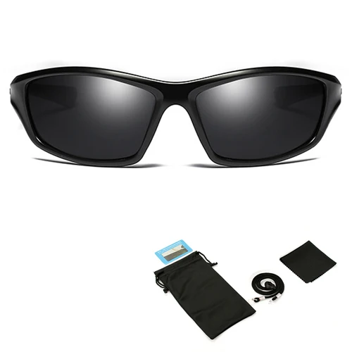 Мужские и женские легкие поляризованные солнцезащитные очки для рыбалки с защитой от ультрафиолета, спортивные очки для велоспорта, альпинизма, пешего туризма, бега, лыжного спорта, велосипедные очки - Цвет: Black and bag