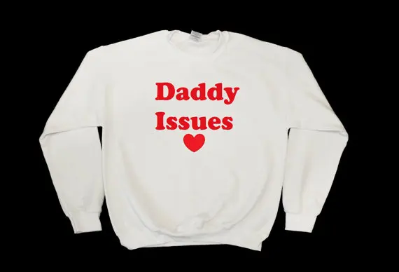 Женский Белый свитшот с принтом Daddy Issues Забавные топы графическим джемпер
