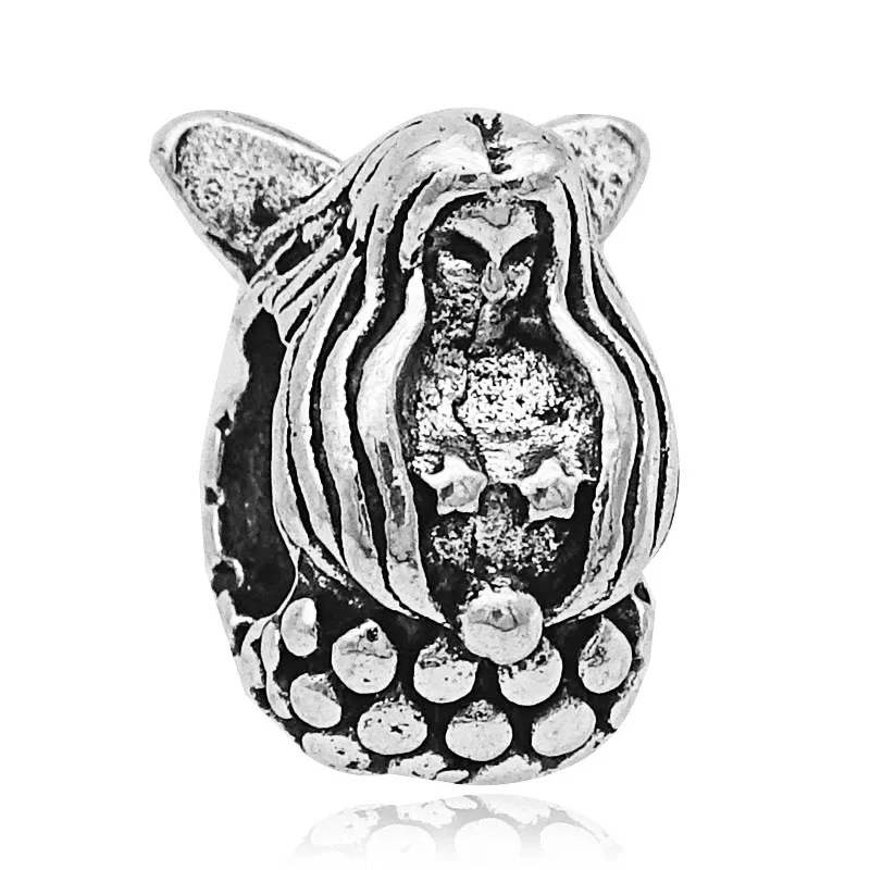 45 стильных европейских серебряных сплавов бусинки с большими отверстиями подходят к оригиналу Pandora талисманы Браслет безделушка ювелирные изделия для женщин - Цвет: mermaid