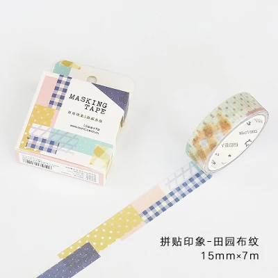 

1.5cm 7m 1 Pcs Collage Pattern Theme Pastoral Style Washi Tape DIY Scrapbook Sticker Label Masking Home Decor