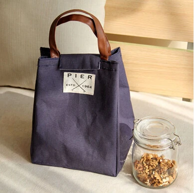 Большая водонепроницаемая сумка в скандинавском стиле, сумка из хлопка и льна, сумка для ланча для учеников начальной школы - Цвет: Синий