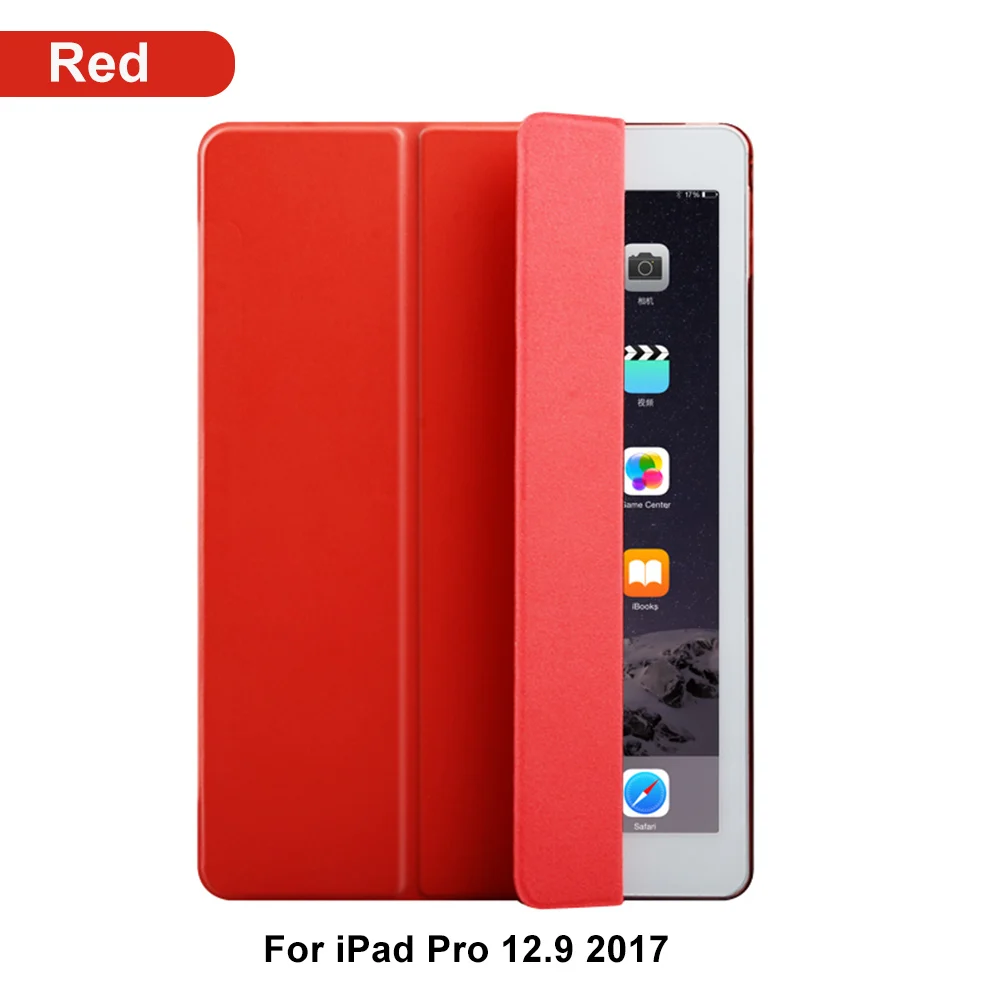 Ultra Slim Смарт чехол для Apple iPad Pro 12.9 12." искусственная кожа Планшеты складной Фолио чехол автовключение/сна - Цвет: red