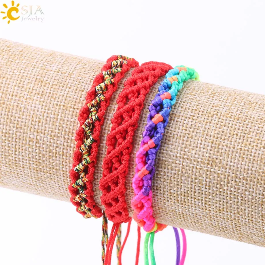 

CSJA Friendship Bracelet for Women Kabbalah Bracelets Cord Rope String Thread Weave Hand Adjustable Jewelry Drop Shipping S212