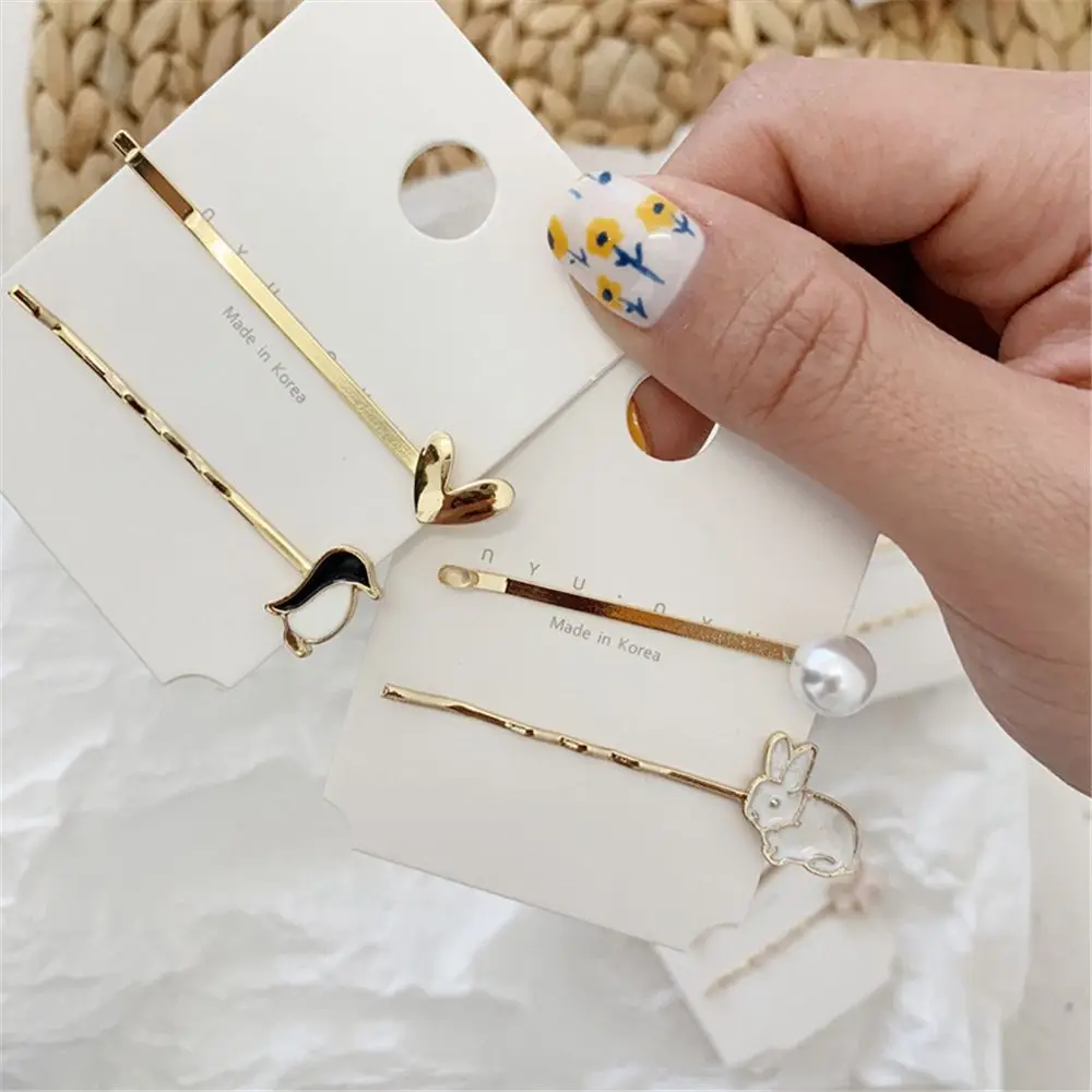 2pcs/set Women Trendy Hair Clips Korean Cute Cat Paw Imitation Pearl Hairpin~ 2pcs/set Women Trendy Hair Clips Korean Cute Cat Paw Imitation Pearl Hairpin~