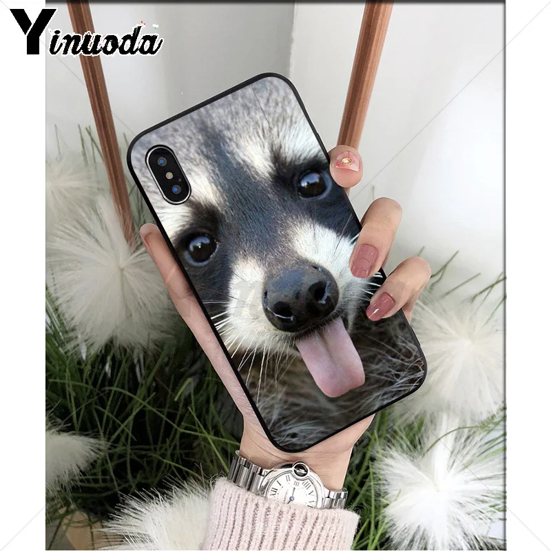 Yinuoda силиконовый мягкий ТПУ Черный чехол для телефона с изображением животных енота лисы для Apple iPhone 8 7 6 6S Plus X XS MAX 5 5S SE XR Чехол для мобильного телефона - Цвет: A11