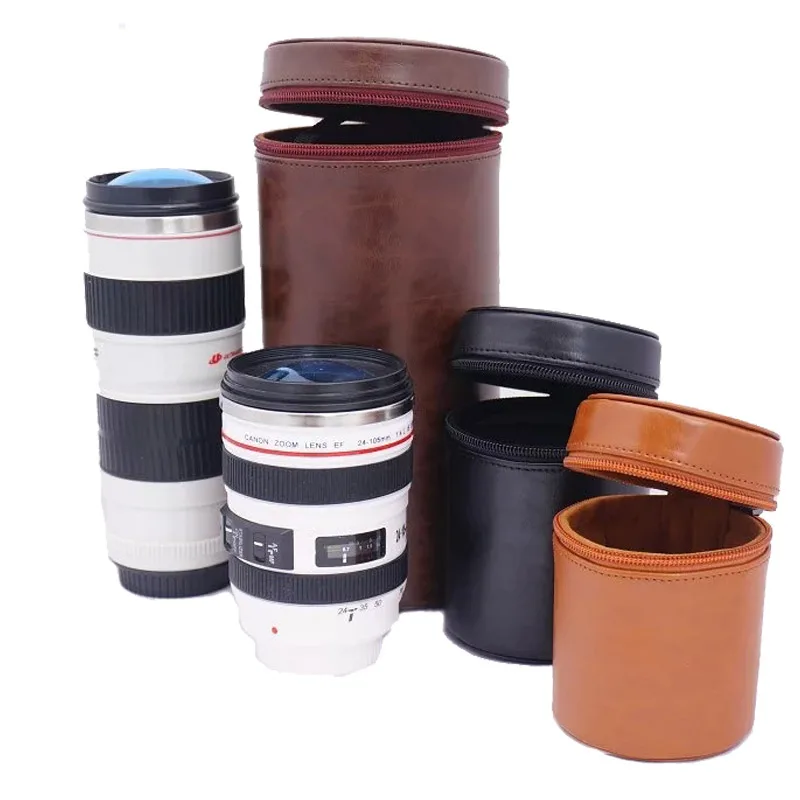 DSLR Camera Lens Bag PU Leather Case for Canon Nikon Sony Pentax
