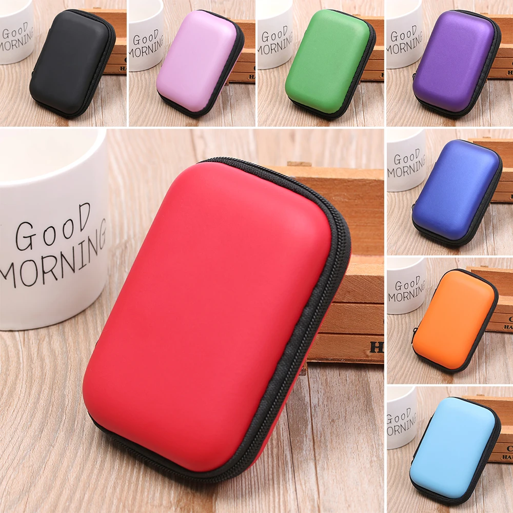 

1PC Portable Mini Earphone Earbuds Bag SD TF Card Data Cable Storage Hard Case Made of PU and EVA Safe and Durable