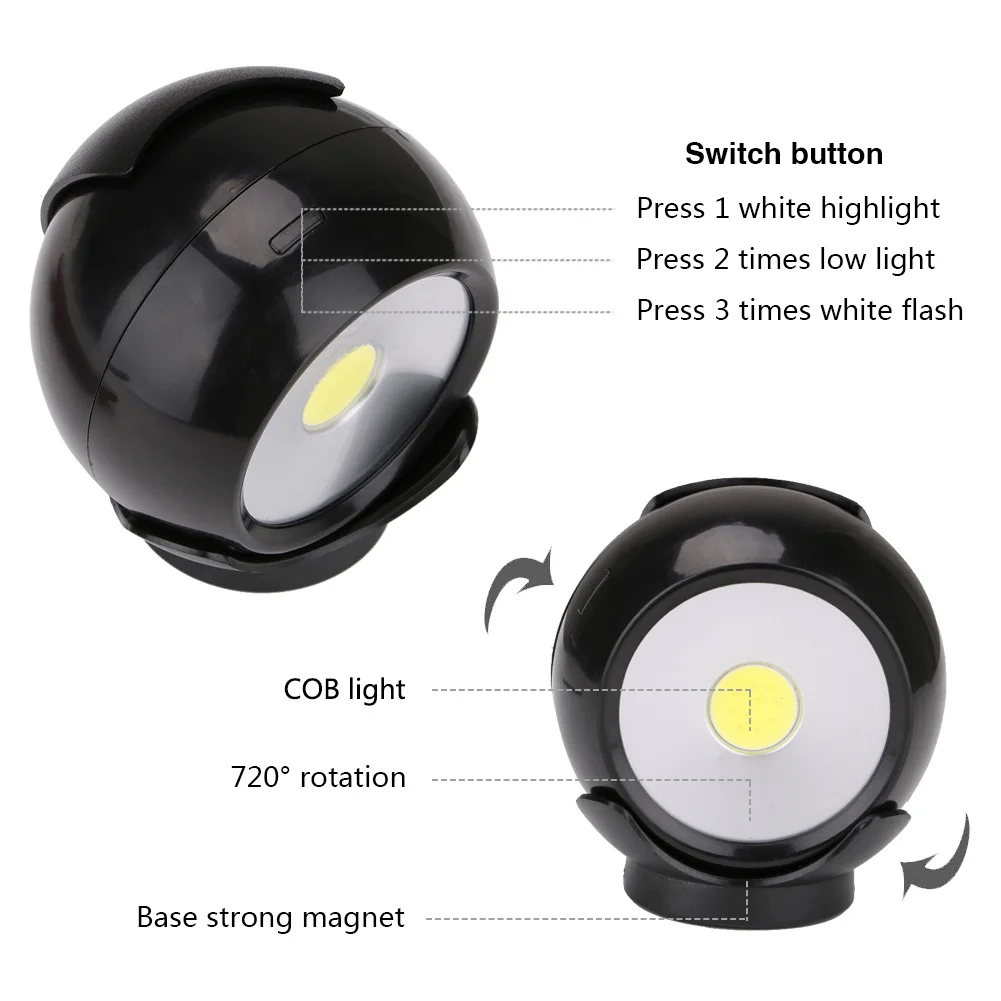 COB Светодиодный Светильник-ночник с магнитной основой AAA с питанием от батареек, 3 режима вращения, беспроводной настенный светильник для лестницы, шкафа, гаража
