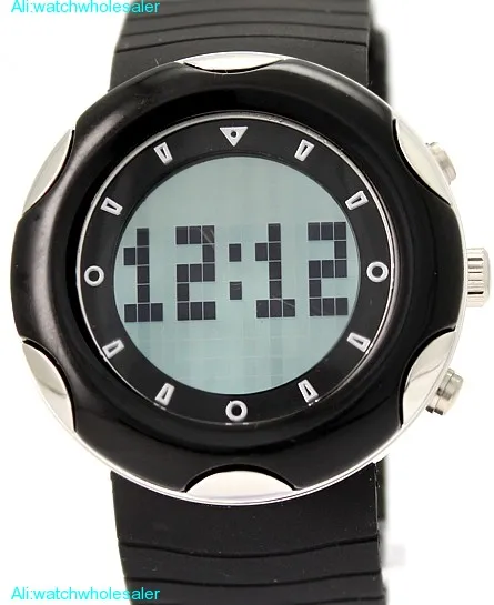 AW366A Round Black Watchcase Date BackLight Black Bezel Men Analog Digital Watch