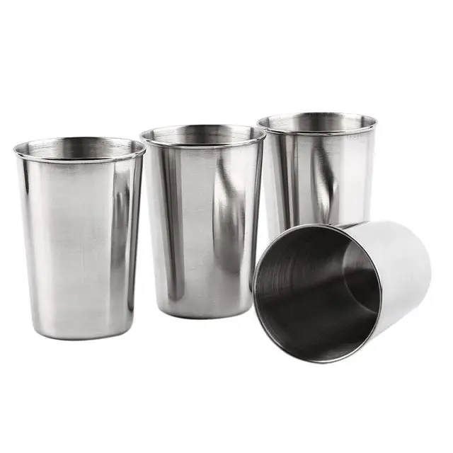 $US $7.33 4Pcs/Set Portable Stainless Steel Cups Beer Whiskey Coffee Milk Tea For Outdoor Travel Camping Picn